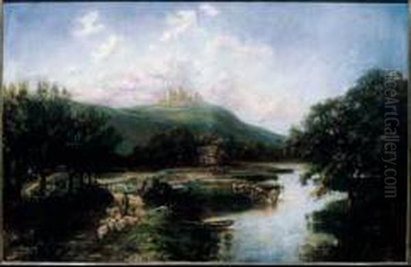 Country Landscape With Farmhouse And Castle - view 1