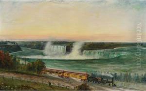 Panoramic View Of Niagara Falls With A Michigan Central Railway Train by Robert Reginald Whale