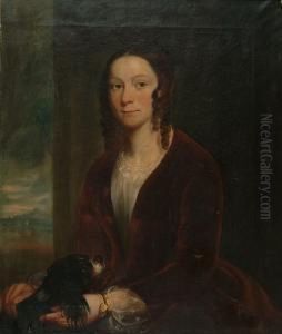 Portrait Of A Lady In A Red Velvet Gown, With Her Spaniel On Her Lap'