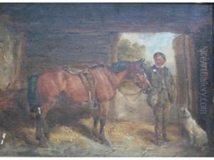 Stable Boy With A Pony And A Dog
