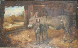 A Donkey With A Foal by John Alfred Wheeler
