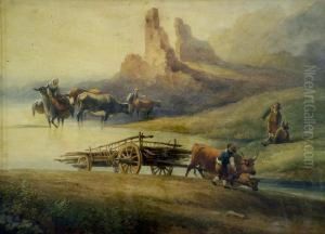Crossing The Ford, Morning by C. John Mayle Whichelo