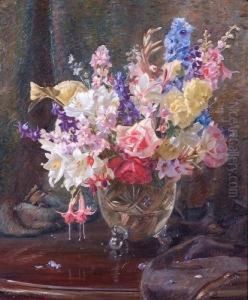 Floral Still Life In Crystal Vase