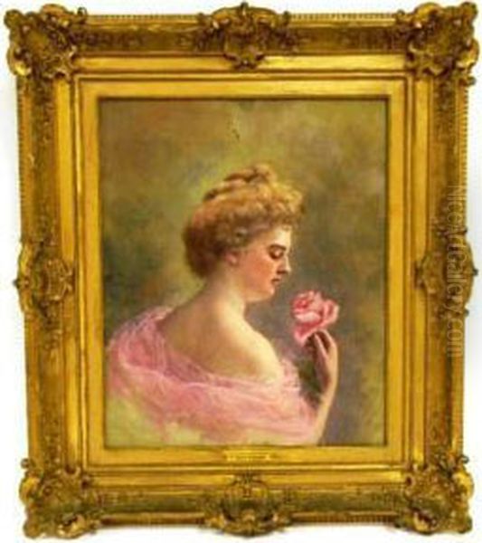 Portrait Of Woman In Off-the-shoulder Pink Dress With Rose - view 1