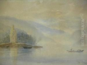 A Misty Morning With Boat Crossing The Loch