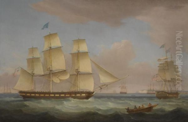 The Merchantman Medina, Of London, In Two Positions Off Dover - view 1