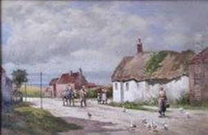 Coastal Cottages With Figures by Arthur White