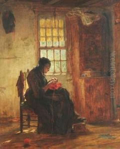 Woman Knitting By A Window Woman Knitting By A Window