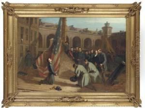 Major Anderson Raising The Flag At Fort Sumter by Edwin White