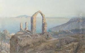 An Inconsolable Peasant Girl Before Ruins On The Italiancoast by James Talmage White