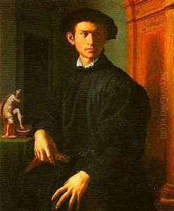 Portrait of a Young Men with A Lute by Agnolo Bronzino