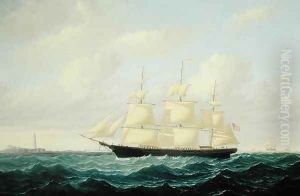 'Dashing Wave' clipper ship off Boston Light, 1855 by William Bradford
