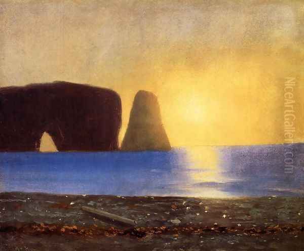 The Sun Sets, Perce Rock, Gaspe, Quebec - view 1