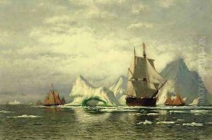 Arctic Whaler Homeward Bound Among The Icebergs by William Bradford