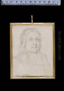 An Unfinshed Portrait Of One Of Charles Ii's Bishops, Wearing Robes And Bands, With Shoulder-length Hair.