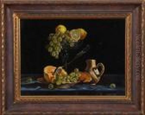 Tabletop Still Life With Grapes And Citrus Fruit - view 1