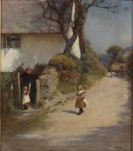 Flicka Vid Huset by Thomas Gilbert White