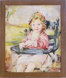 Portrait Of A Young Girl Sitting In Her High Chair In Alandscape by Camelia Whitehurst
