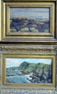 Whitely Oil On Board Filey Brigg, Signed, 5 X 8.25in And Another Scene Initialled J.h.r by John William Whiteley