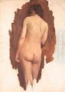 Three Quarter Length Study Of A Female Nude From Behind,t by John William Whiteley