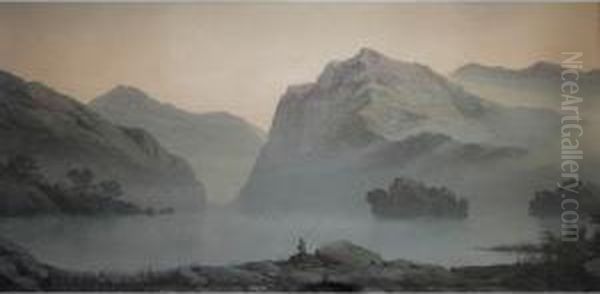 A Fisherman By A Lake - view 1