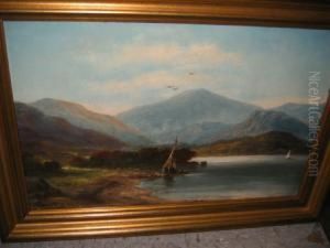 Mountain Lake With Sailing Boats