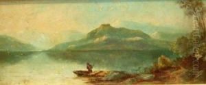 Mountain River Landscape With Figure In A Punt by Thomas Whittle
