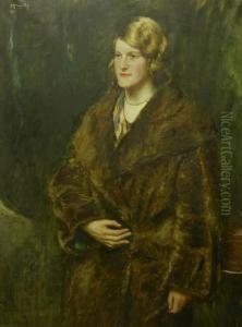 Three Quarter Length Portrait Of'miss Maccowan' by Duncan Mcgregor Whyte