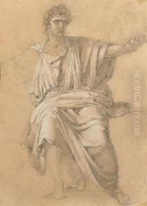 Drapery Study For The Figure Of Augustus In Virgil Reading The Aeneid To Augustus And Octavia by Jean Baptiste Joseph Wicar