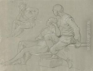Sheets Of Figure Studies by Jean Baptiste Joseph Wicar