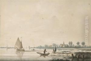 Paysage Fluvial Anime by Nicolaes Wicart