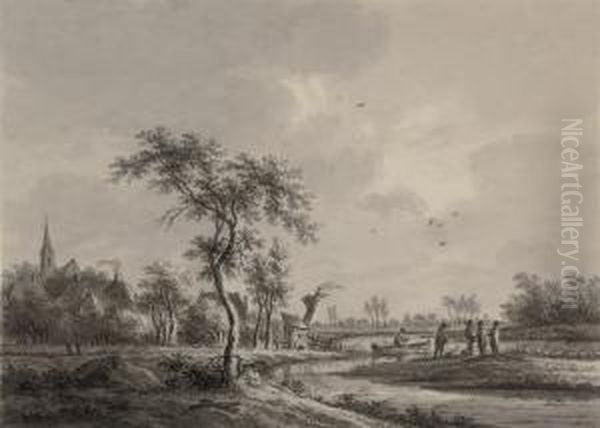Figures On The Banks Of The Kromme Rijn, Werkhoven - view 1