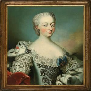 Portrait Of Queen Juliane Marie Of Denmark by Peder Wichmann