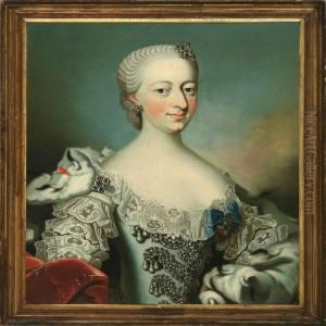 Portrait Of Queen Juliane Marie Of Denmark by Peter Wichmann