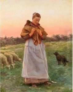 Young Lady With Sheep