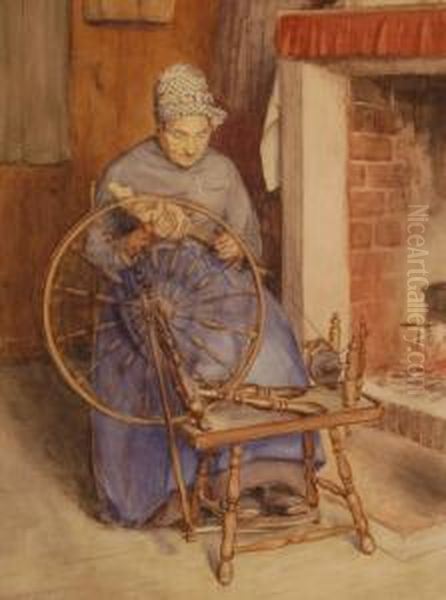 Woman At Spinning Wheel - view 1