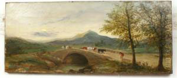 Driving Cattle Across A Bridge - view 1