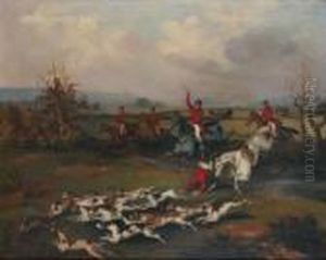 Clearing The Brook, The Hunt In Full Cry by Richard Dodd Widdas