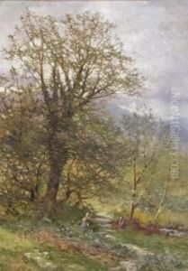 Rural Landscape With Woman By A Path by Frederick John Widgery