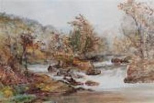 Cattle By A Stream And Moorland Stream by William Widgery