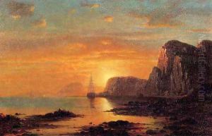 Seascape: Cliffs at Sunset by William Bradford