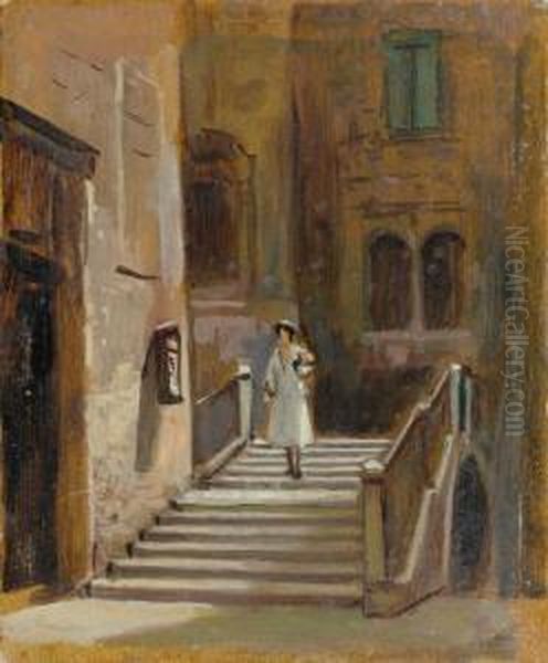 Frau Auf Einer Brucke In Venedig - view 1