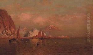 Labrador Mountain and Icebergs by Light of the Midnight Sun by William Bradford