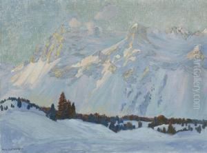 Engadin Im Winter Unten Links by Hans Beat Wieland