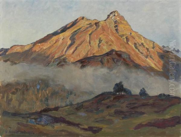 Piz La Margna Im Abendlicht (von Norden Oberhalb Maloja Gesehen) - view 1