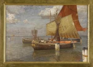 Fischerboote In Der Lagune Von Venedig.
