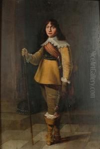 Portrait Of An Officer, Standing Full-length, In An Interior by Harmen Willemsz. Wieringa