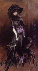 Portrait Of The Marchesa Luisa Casati With A Greyhound by Giovanni Boldini