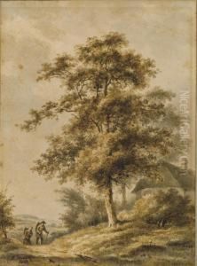 Paysage Arbore Avec Un Couple Sur Le Chemin Paysage Arbore Avec Un Couple Sur Le Chemin