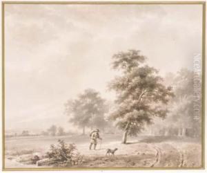 Un Paysage Avec Un Homme Et Un Chien Un Paysage Avec Un Homme Et Un Chien